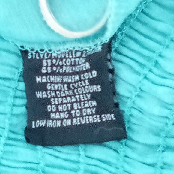 Womens Sheer Teal Cold Shoulder Blouse By Rouge Collection 3X Elastic Waistband - Picture 7 of 7